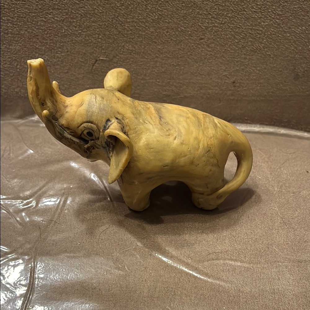 Vintage Handcrafted Tan Elephant Sculpture - Picture 3 of 9